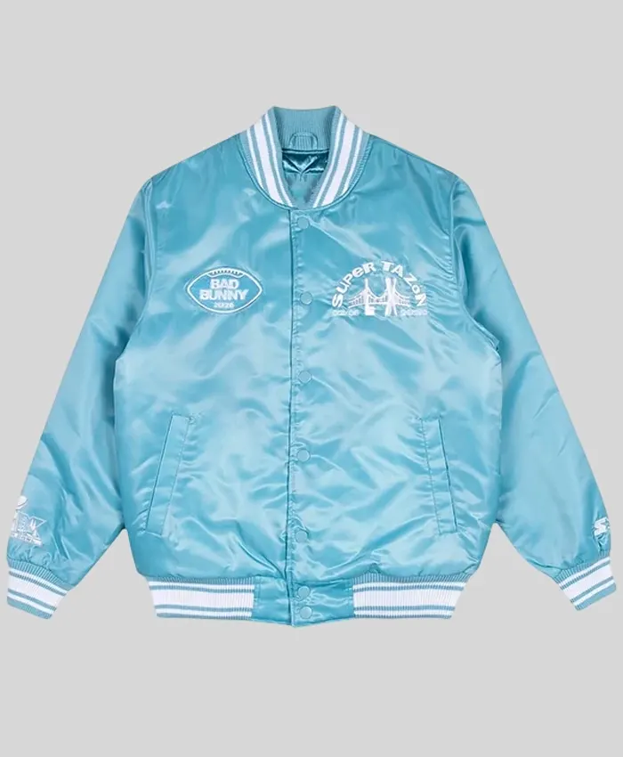 Bad Bunny x Super Tazón Blue Starter Jacket Bad Bunny x Super Tazón Blue Starter Jacket
