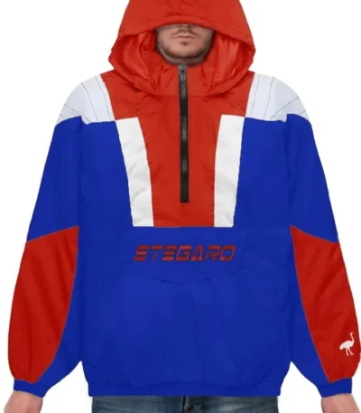 Bertram Red And Blue Stegaro Hooded Jacket