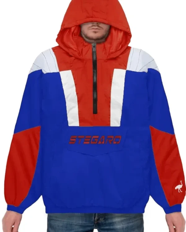 Bertram Red And Blue Stegaro Hooded Jacket
