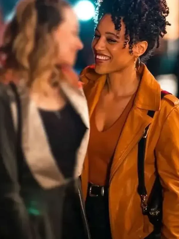 Bethany Brown Murder in a Small Town Brown Leather Jacket