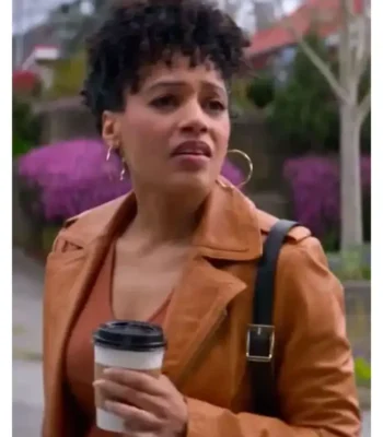 Bethany Brown Murder in a Small Town Brown Leather Jacket