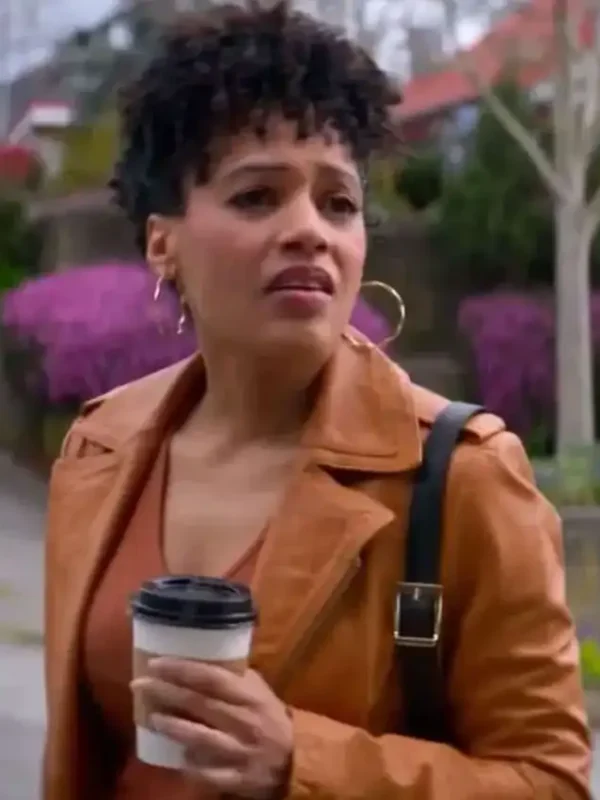 Bethany Brown Murder in a Small Town Brown Leather Jacket