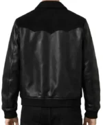 Black Leather Suede Bomber Jacket