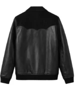 Black Leather Suede Bomber Jacket
