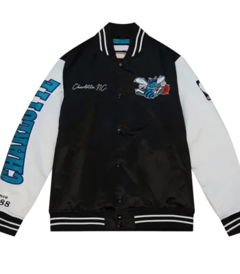 Black/White Team Origins Charlotte Hornets Satin Jacket
