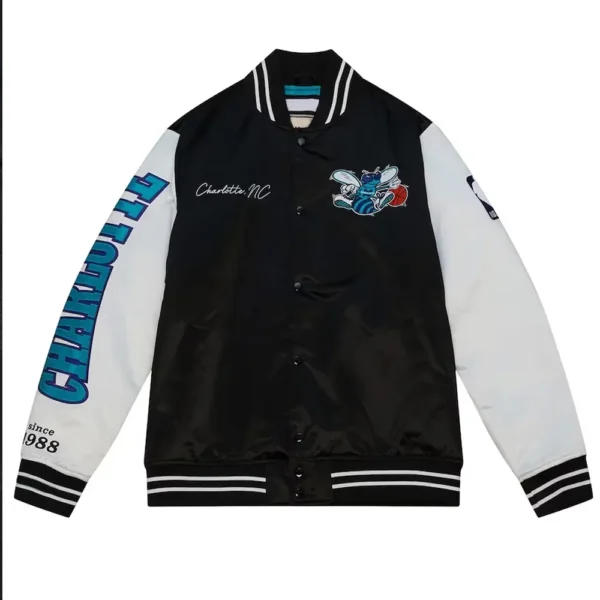 Black/White Team Origins Charlotte Hornets Satin Jacket