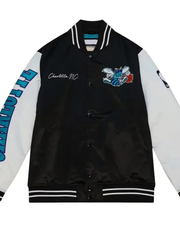 Black/White Team Origins Charlotte Hornets Satin Jacket