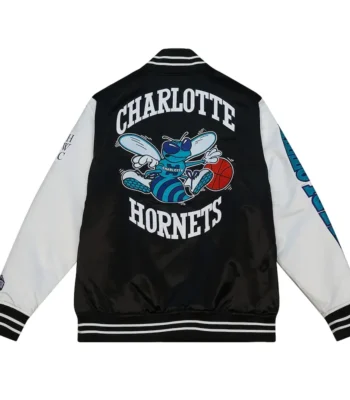 Black/White Team Origins Charlotte Hornets Satin Jacket