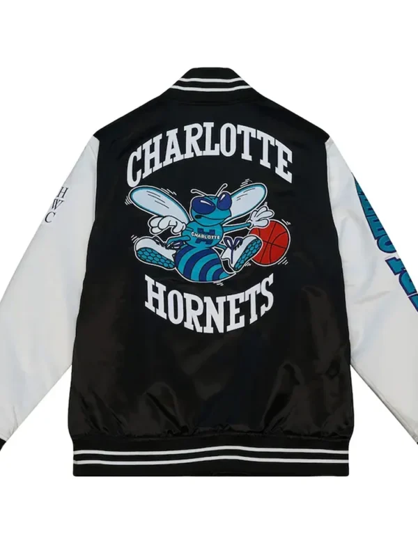 Black/White Team Origins Charlotte Hornets Satin Jacket