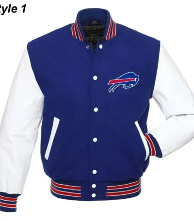 Buffalo Bills Blue and White Letterman Jacket