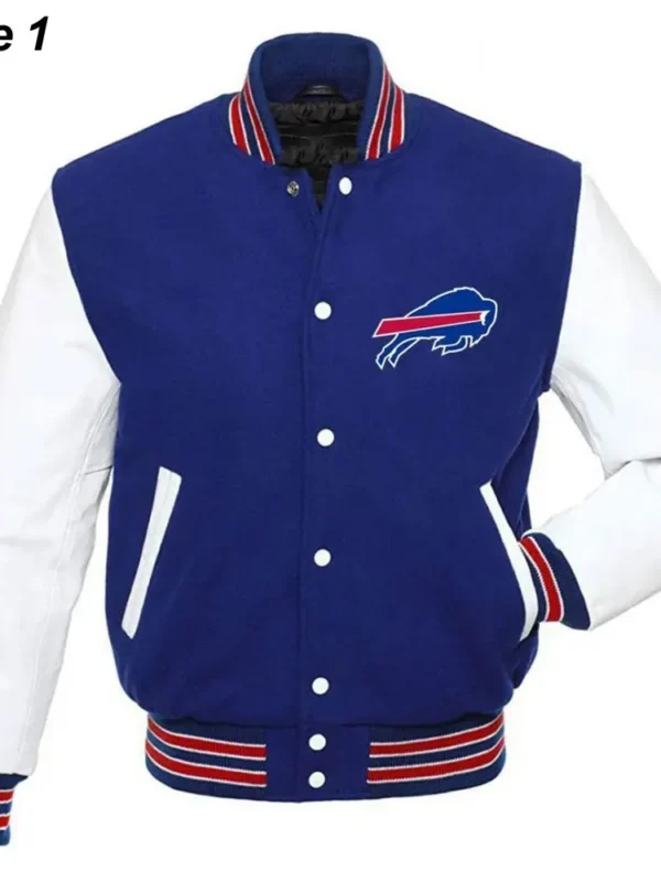 Buffalo Bills Blue and White Letterman Jacket