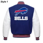 Buffalo Bills Blue and White Letterman Jacket