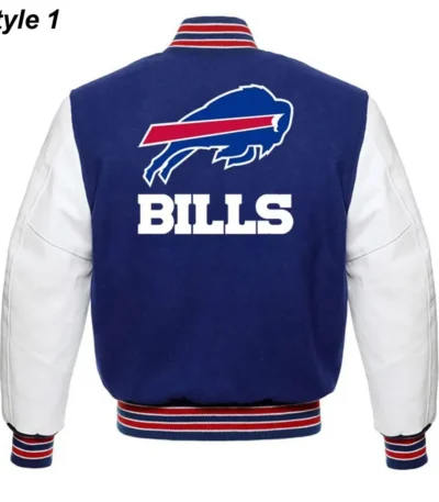 Buffalo Bills Blue and White Letterman Jacket