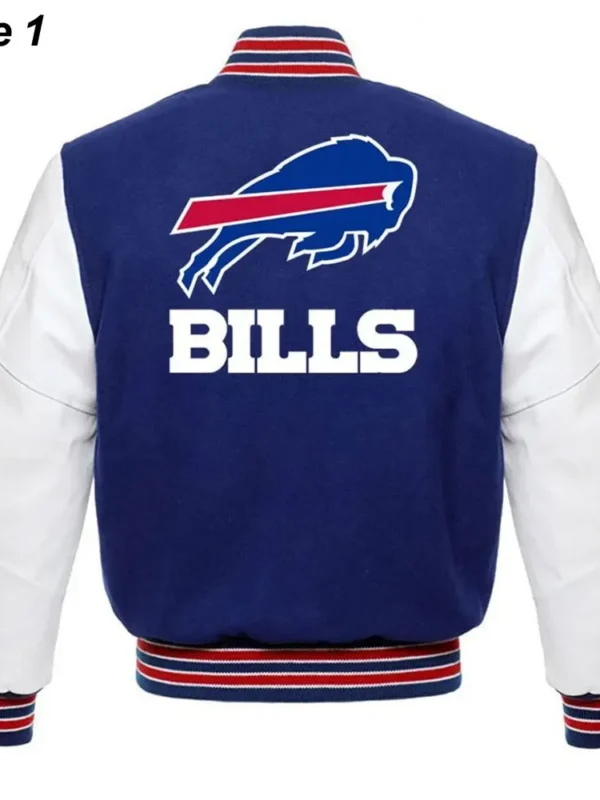 Buffalo Bills Blue and White Letterman Jacket