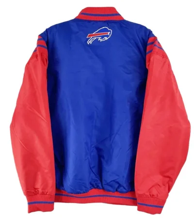 Buffalo Bills Button Up Blue and Red Satin Jacket
