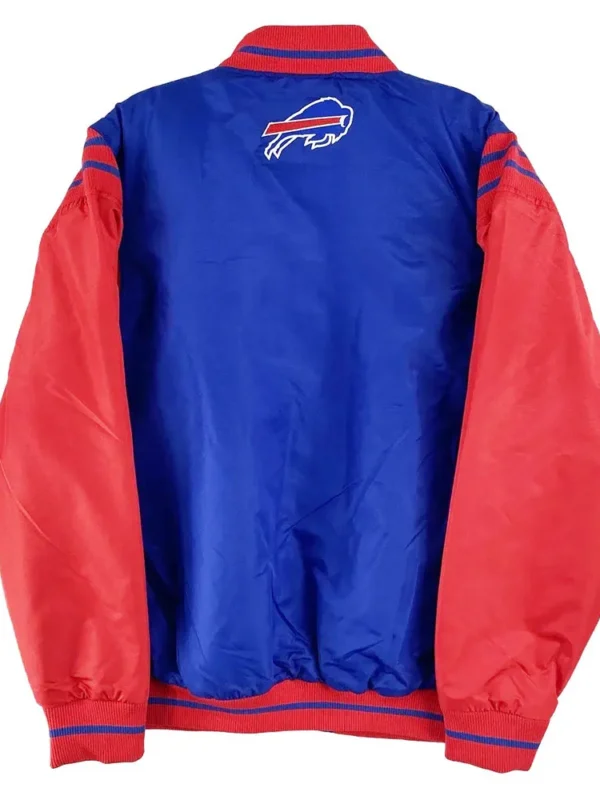 Buffalo Bills Button Up Blue and Red Satin Jacket