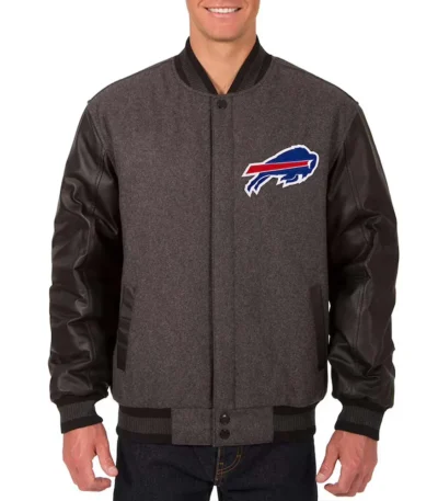 Buffalo Bills Charcoal and Black Varsity Jacket