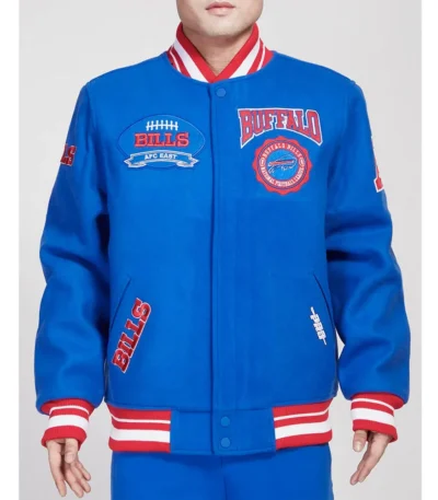 Buffalo Bills Crest Emblem Royal Varsity Wool Jacket