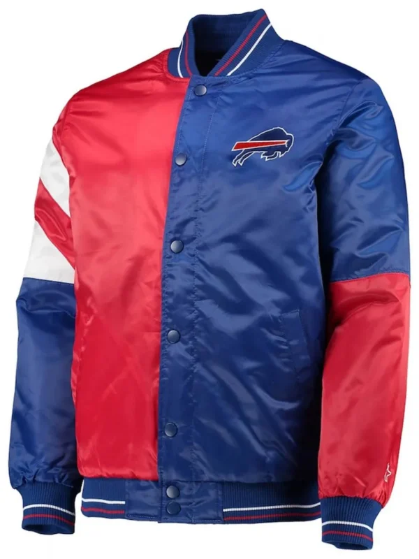 Buffalo Bills Leader Full-Snap Blue and Red Satin Jacket