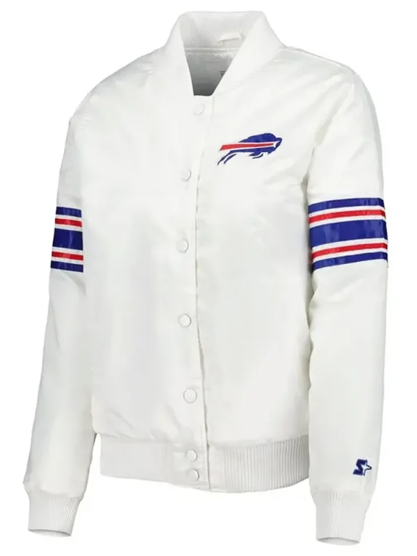 Buffalo Bills Line Up White Satin Jacket