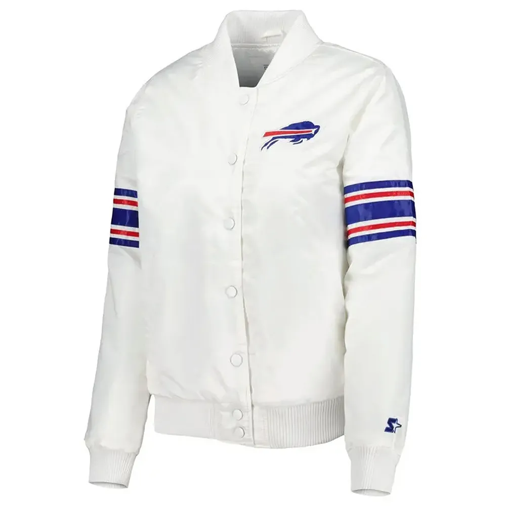 Buffalo Bills Line Up White Satin Jacket Buffalo Bills Line Up White Satin Jacket