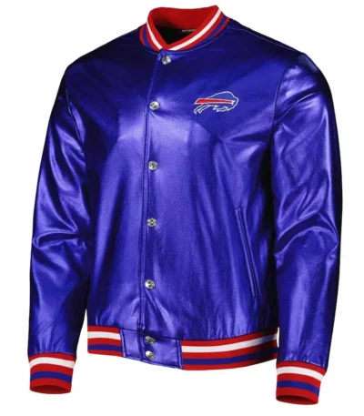 Buffalo Bills Metallic Royal Leather Jacket