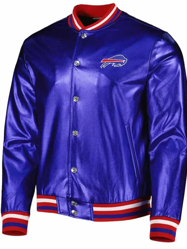 Buffalo Bills Metallic Royal Leather Jacket