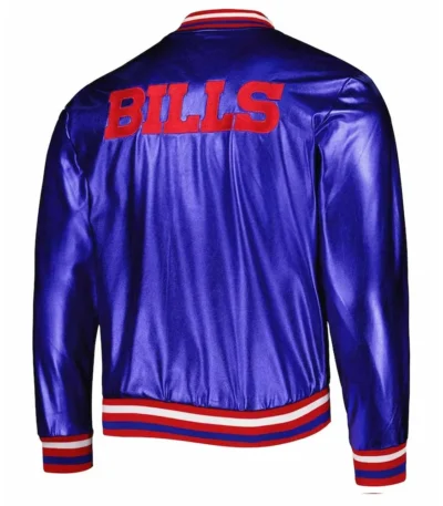 Buffalo Bills Metallic Royal Leather Jacket