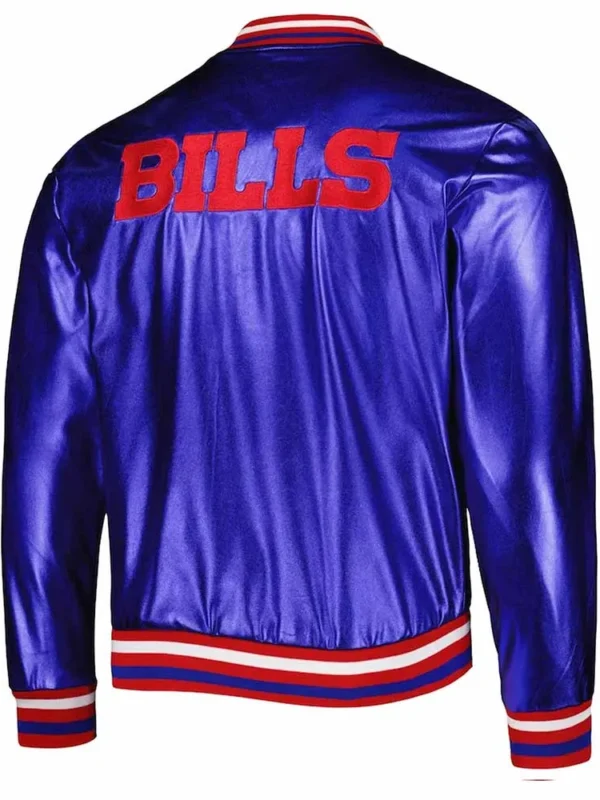 Buffalo Bills Metallic Royal Leather Jacket