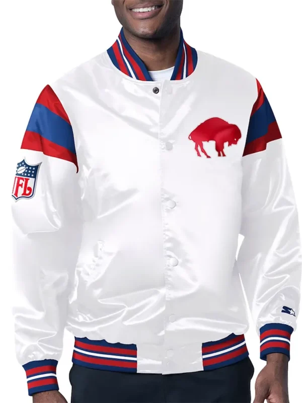 Buffalo Bills Midweight White Satin Jacket