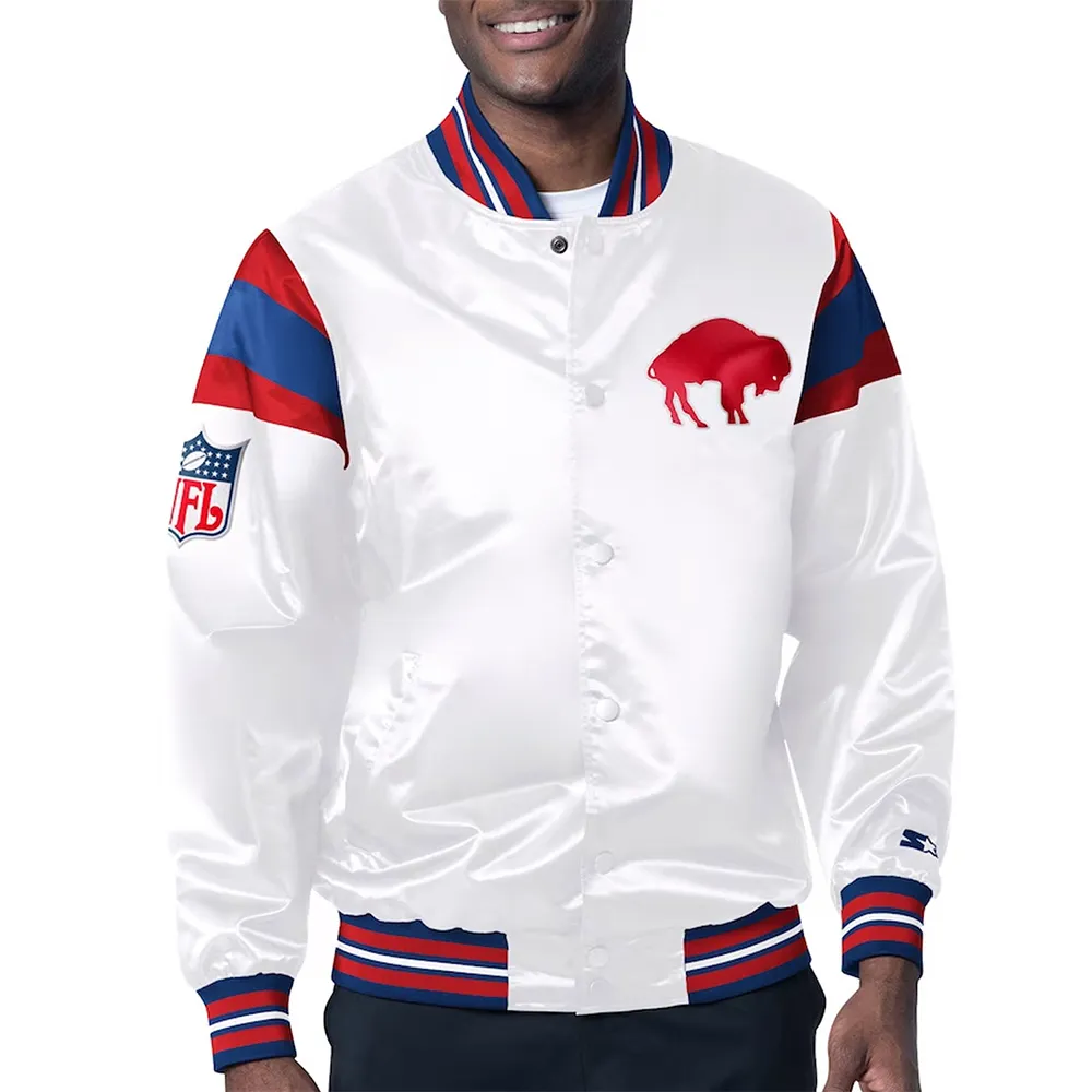 Buffalo Bills Midweight White Satin Jacket Buffalo Bills Midweight White Satin Jacket