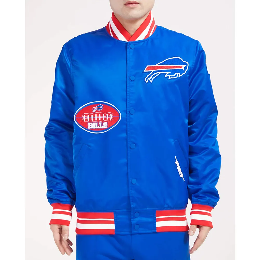 Buffalo Bills Old English Rib Royal Satin Jacket Buffalo Bills Old English Rib Royal Satin Jacket