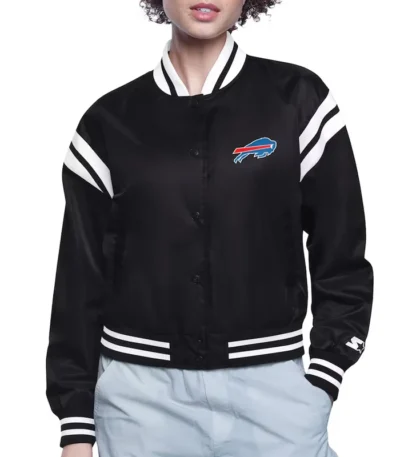 Buffalo Bills Printed Logo Varsity Satin Jacket