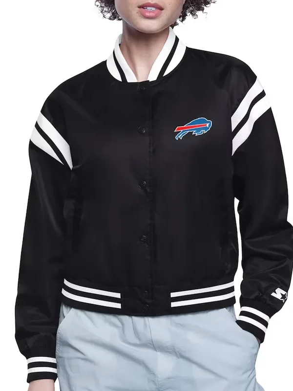 Buffalo Bills Printed Logo Varsity Satin Jacket