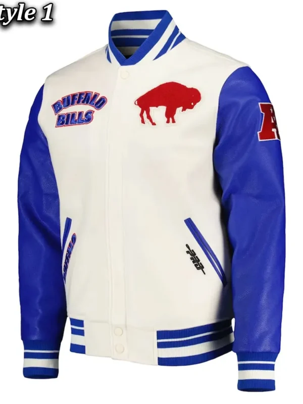 Buffalo Bills Retro Classic Royal and Cream Varsity Jacket