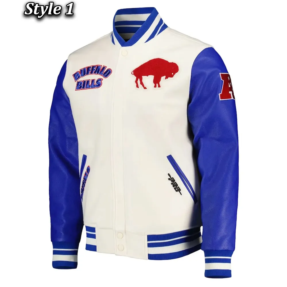 Buffalo Bills Retro Classic Royal and Cream Varsity Jacket Buffalo Bills Retro Classic Royal and Cream Varsity Jacket
