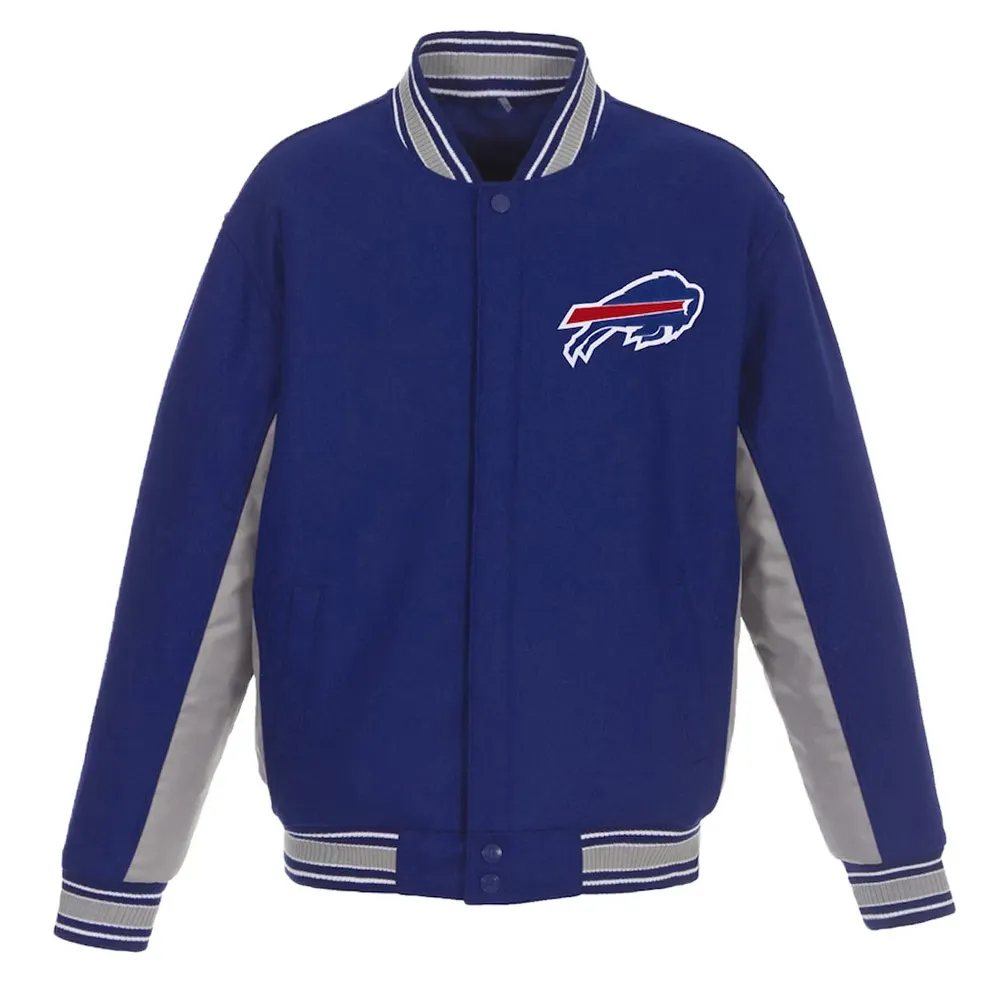 Buffalo Bills Royal and Gray Varsity Wool Jacket Buffalo Bills Royal and Gray Varsity Wool Jacket