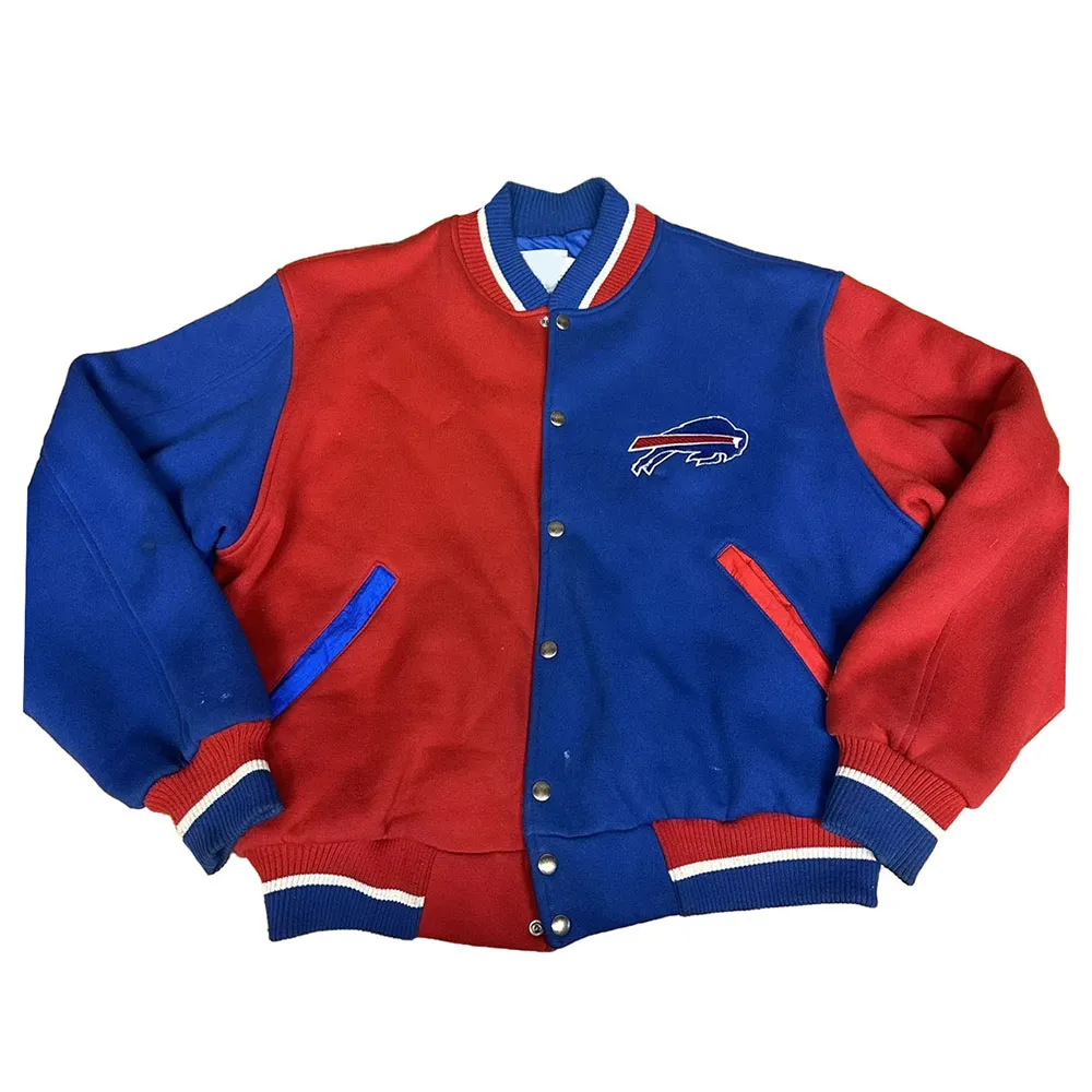 Buffalo Bills Royal and Red Varsity Wool Jacket Buffalo Bills Royal and Red Varsity Wool Jacket