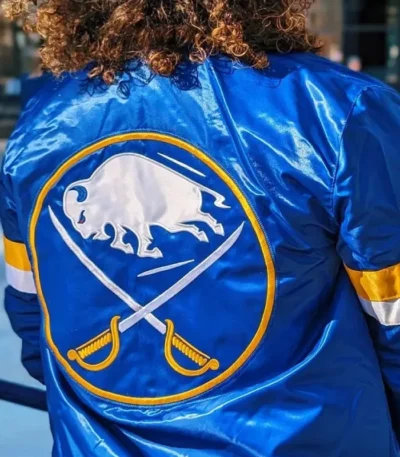 Buffalo Sabres Royal Snap Up Varsity Satin Jacket