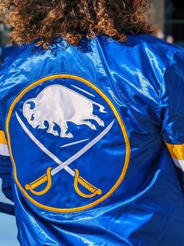 Buffalo Sabres Royal Snap Up Varsity Satin Jacket