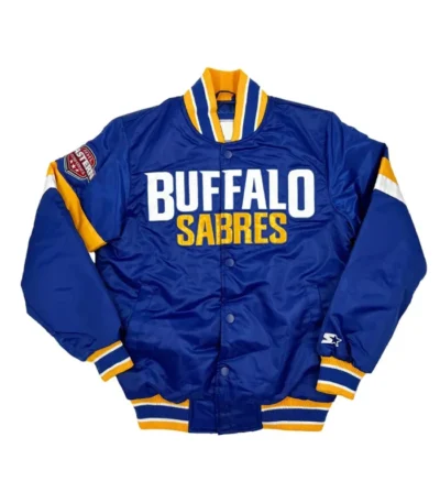 Buffalo Sabres Royal Snap Up Varsity Satin Jacket
