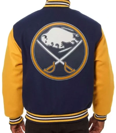 Buffalo Sabres Yellow and Navy Blue Varsity Jacket