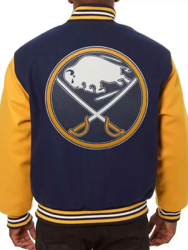 Buffalo Sabres Yellow and Navy Blue Varsity Jacket