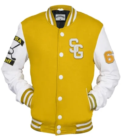 Golf Yellow And White Stegaro Varsity Jacket