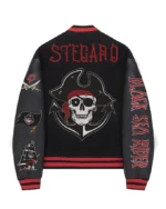 Stegaro Pirate Sea Rider Black Varsity Jacket