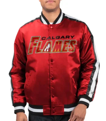 Calgary Flames Red O-Line Satin Jacket