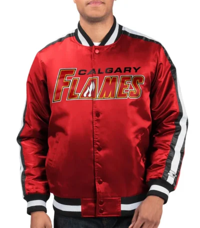 Calgary Flames Red O-Line Satin Jacket
