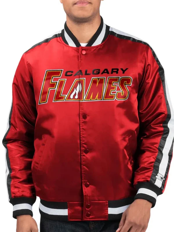 Calgary Flames Red O-Line Satin Jacket