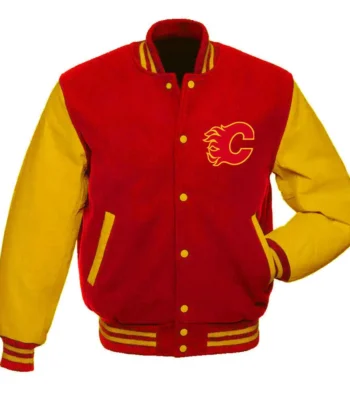 Calgary Flames Red and Gold Varsity Jacket