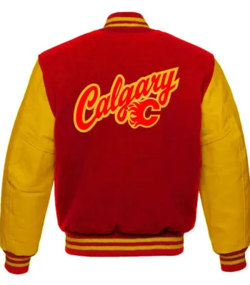 Calgary Flames Red and Gold Varsity Jacket